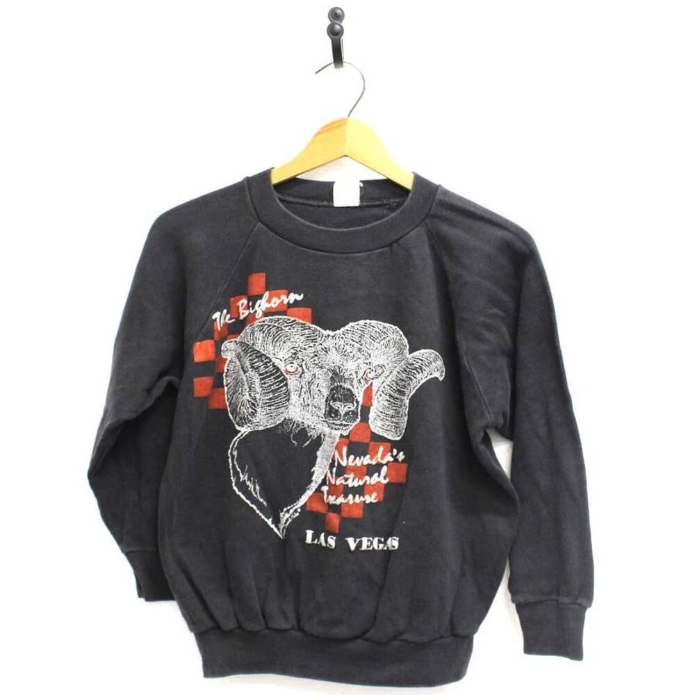 Vintage 80s Bighorn Sheep Las Vegas Black Sweatshirt Mens Medium